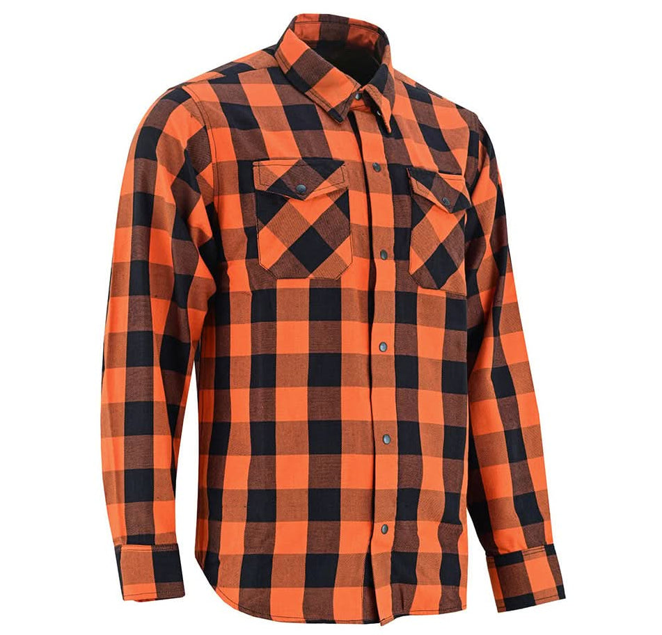 Men's Elite Plaid Flannel Shirt - Orange and Black