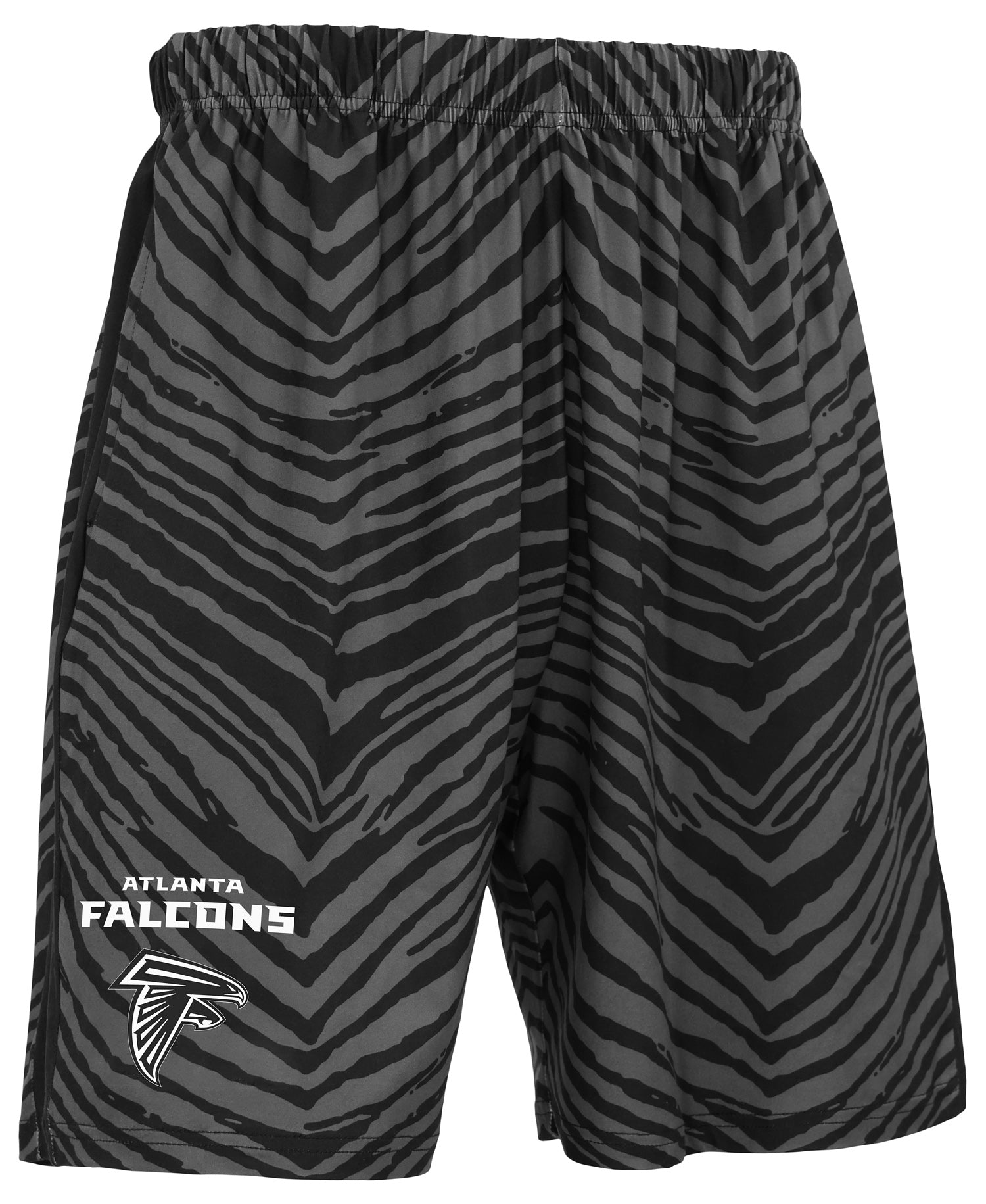 Zubaz NFL Men's 7in Zebra 2 Color Tonal Wordmark Stacked Shorts, Atlan