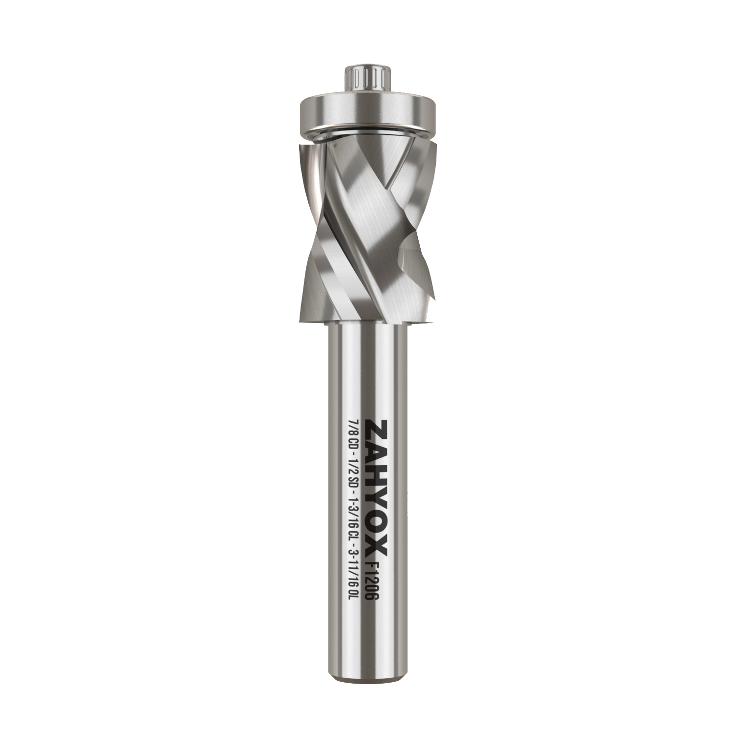 F1206 Compression Spiral Flush Trim Bit with Bottom Bearing - 1/2