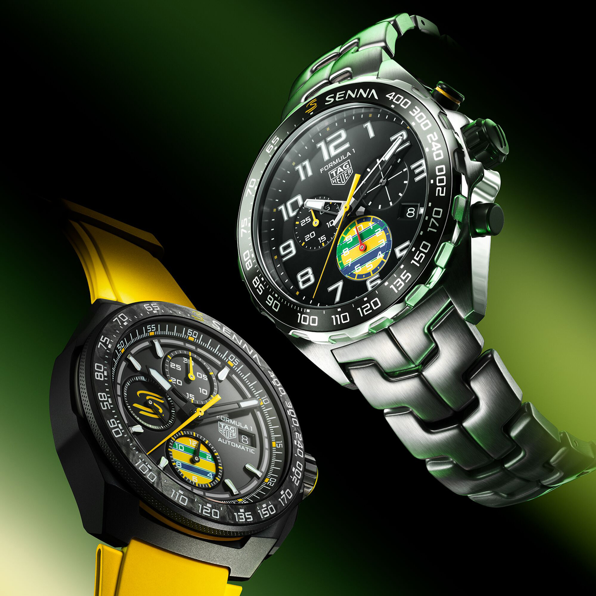 タグ・ホイヤー フォーミュラ1 クロノグラフ」に、アイルトン・セナと