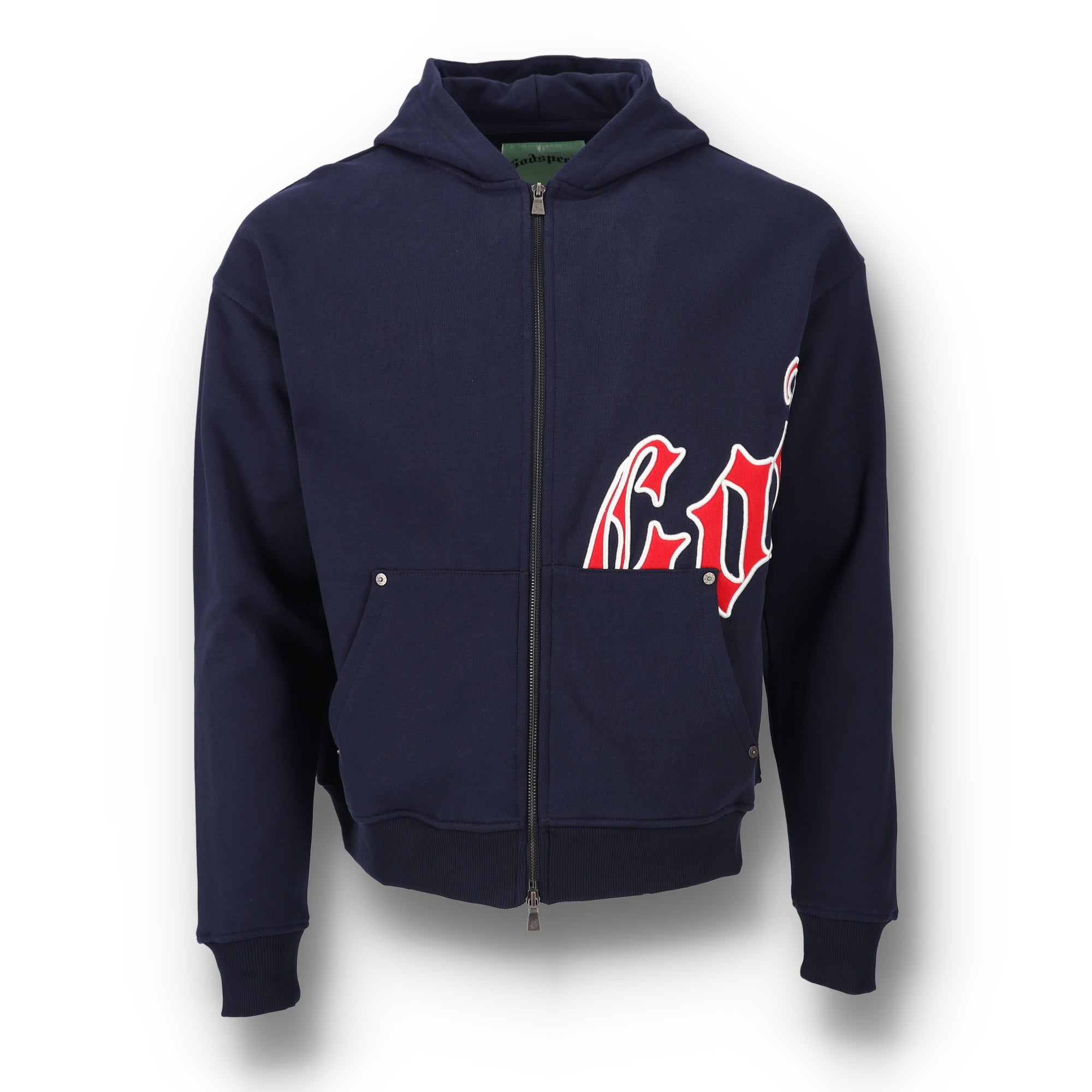 OG Logo V2 Navy Red Full Zip Hoodie – WOODstack