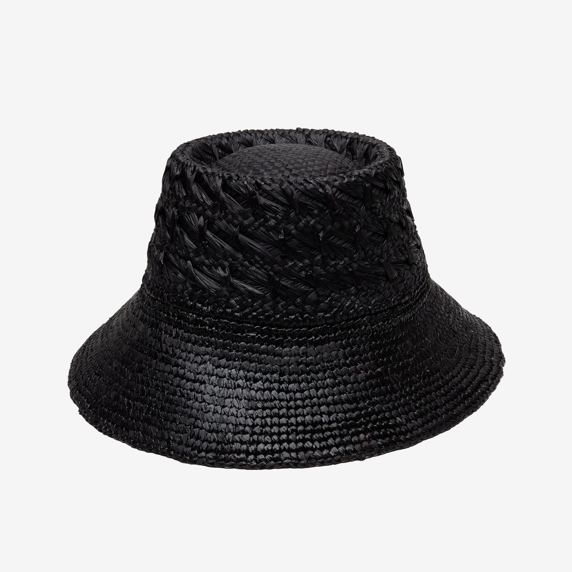 Fina Raffia Bucket in Black