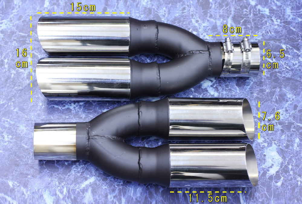 スラッシュ4本出し マフラーカッター (スチール製) 左右Set : Yasu