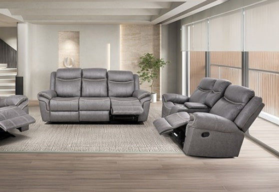 NX6001WG-2PC 2 pc Agata warm grey leather like fabric sofa and