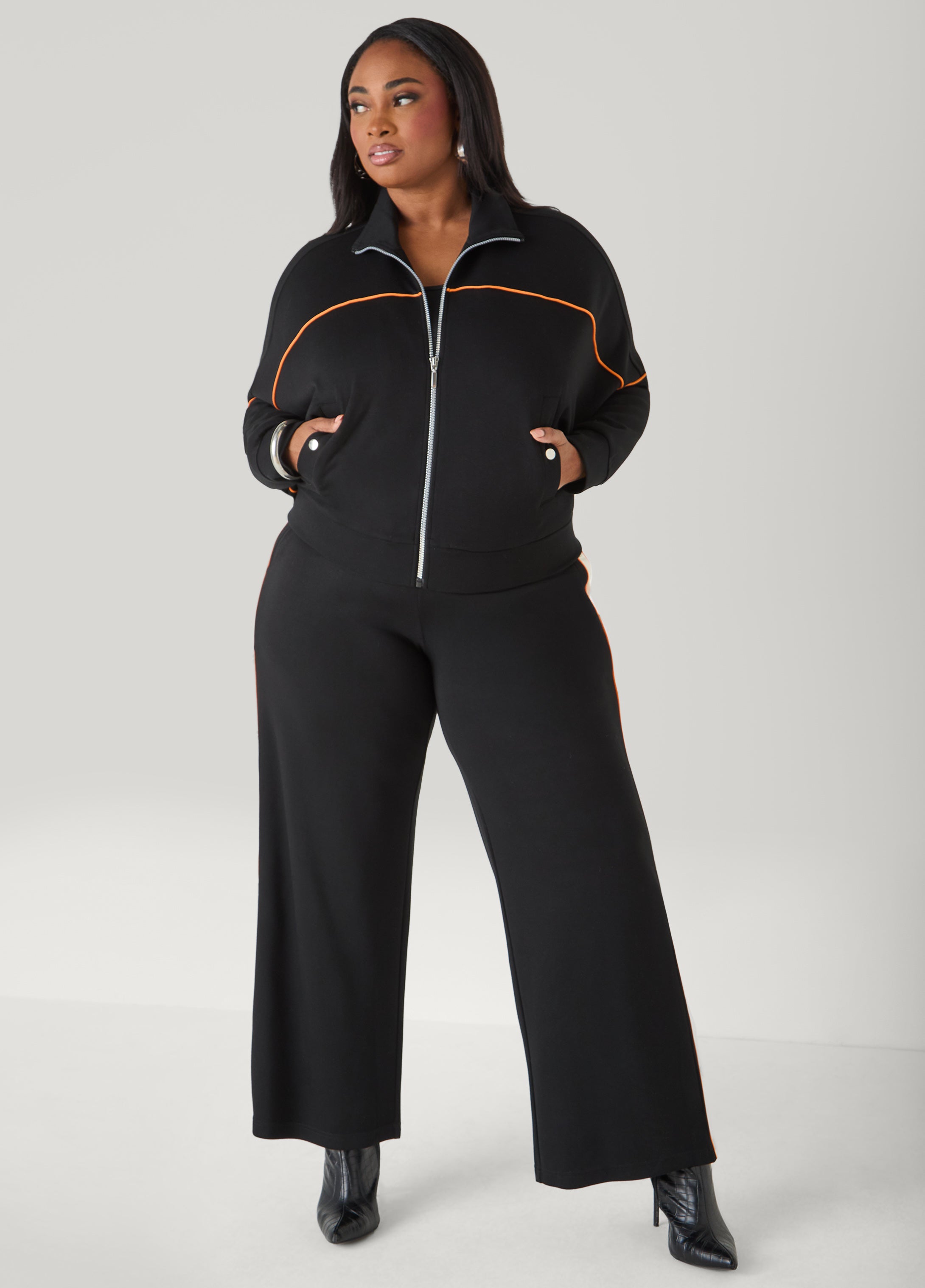 Snap Detailed Jersey Track Pants – Ashley Stewart