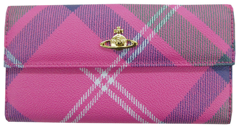 arc+shop】55%off！ピンクチェックWホック長財布 DERBY 2801 MC SCOTTY