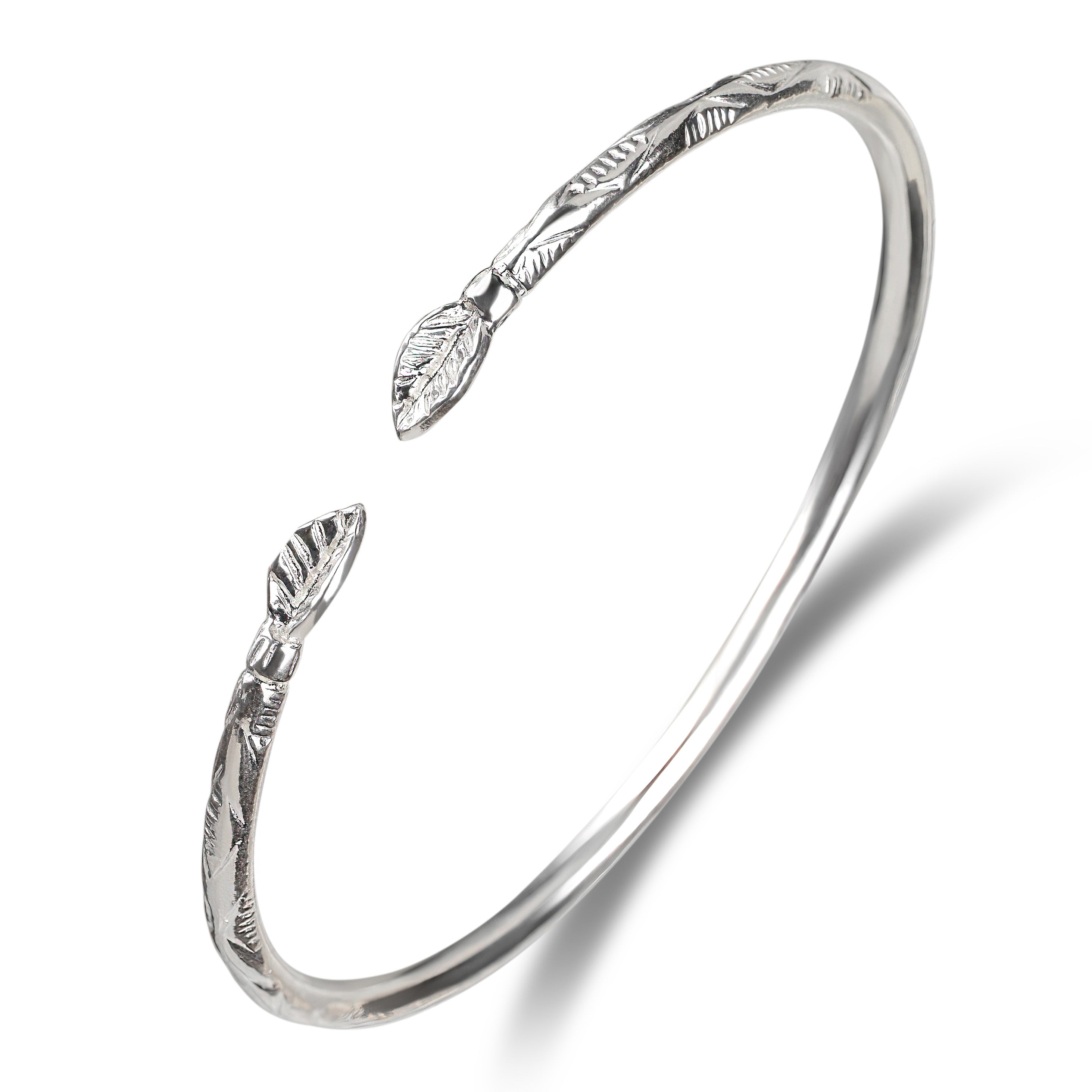 Better Jewelry Leaf .925 Sterling Silver West Indian Bangle, 1