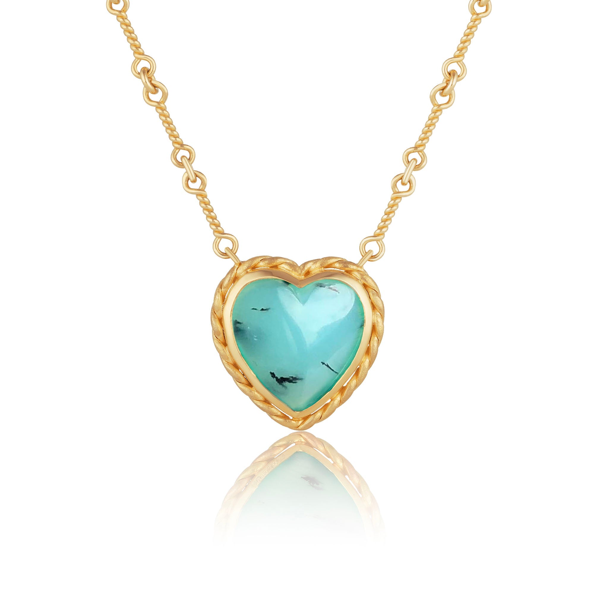Peruvian Opal Heart Twist Necklace | 18k Gold Fine Jewelry