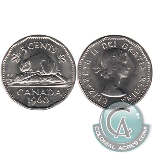 1960 Bald Beaver Canada 5-cents Brilliant Uncirculated (MS63