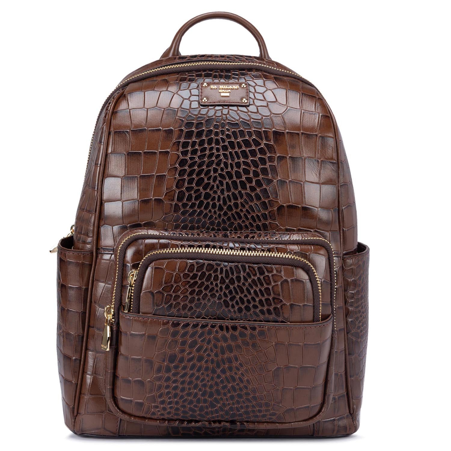 Croco Leather Backpack - Brown – Da Milano