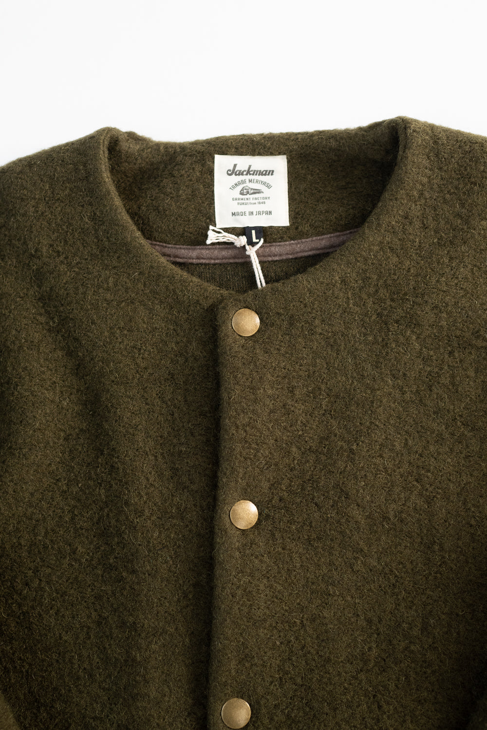 Wool Collarless Jacket - 20 Khaki | Dant