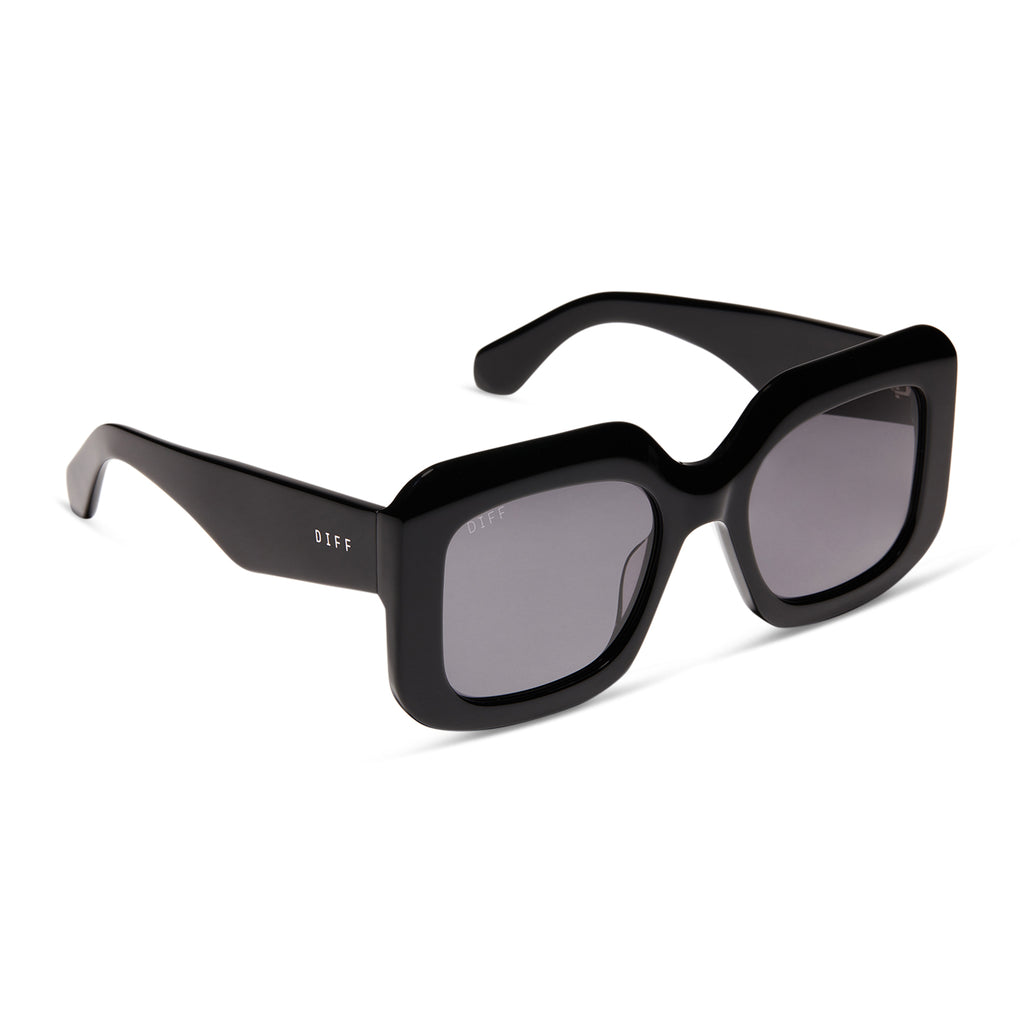 Giada Rectangle Sunglasses | Black & Grey | DIFF Eyewear