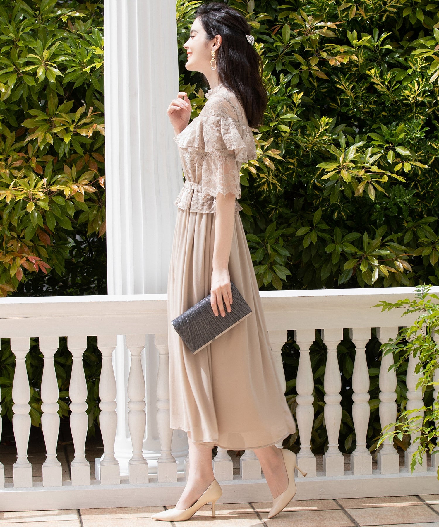 ワンピース 披露宴 結婚式 レース シフォン パーティードレス