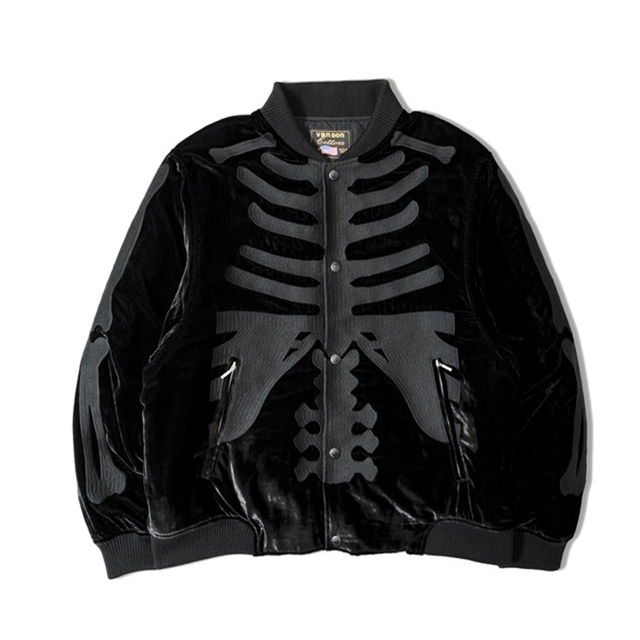 VANSON SKELTON BONES VELOURS JACKET / BLACK – 【dugout clothes