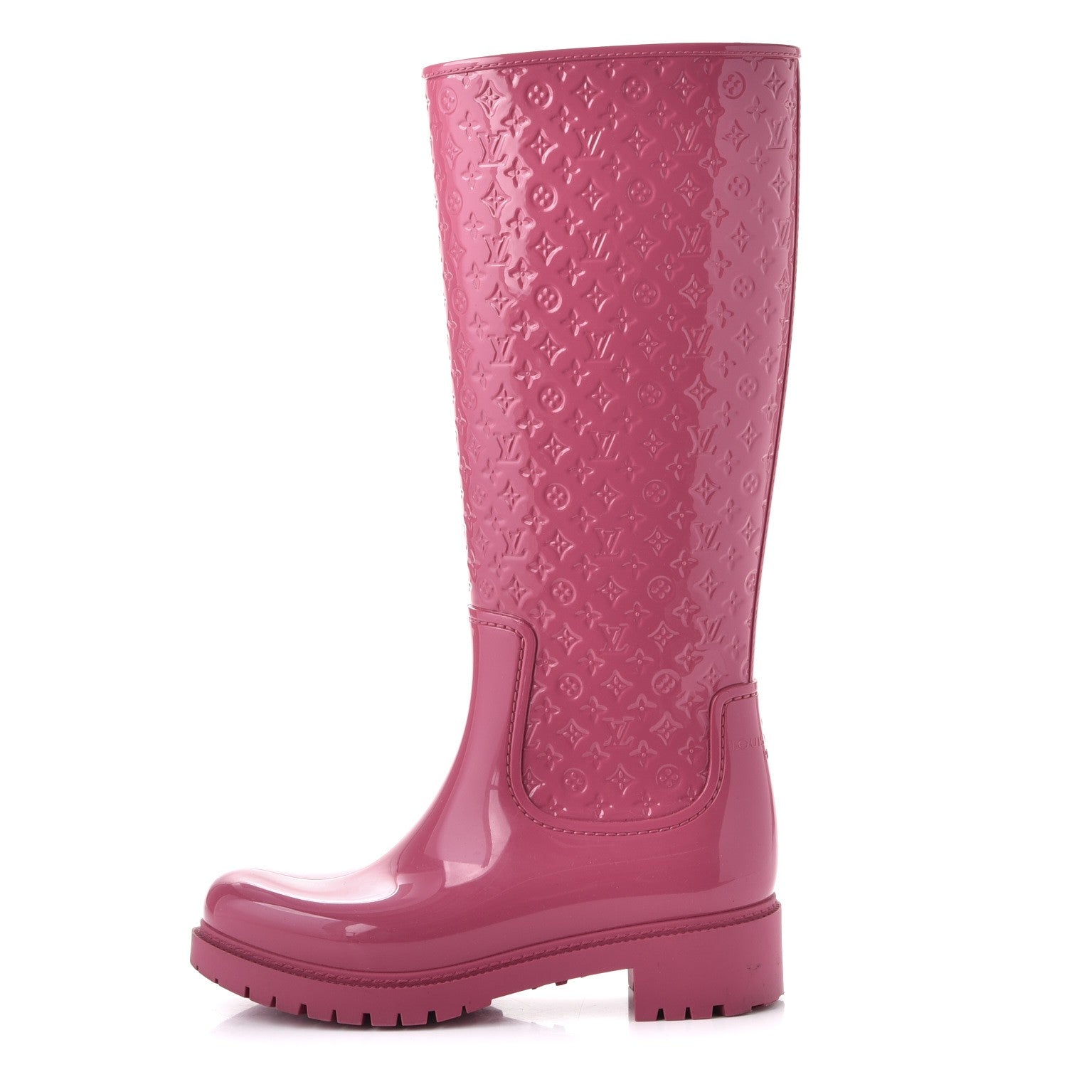 Louis Vuitton Rubber Embossed Monogram Splash Rain Boots 36 Pink
