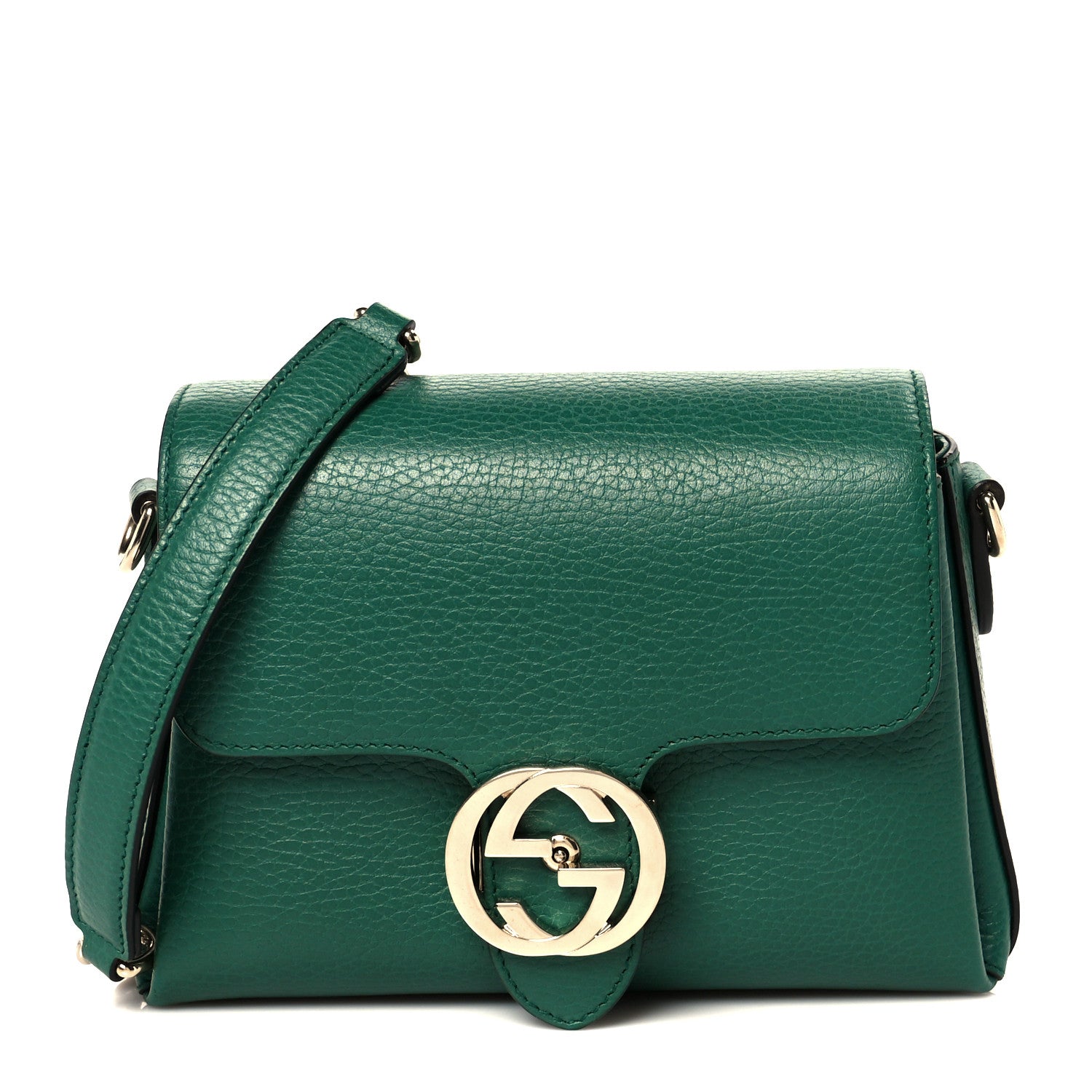 Gucci Dollar Calfskin Interlocking G Crossbody Bag Emerald 1793553