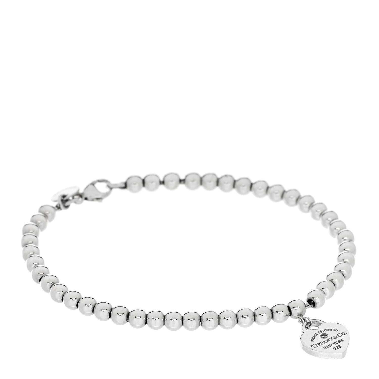 Tiffany Sterling Silver Enamel Diamond 4mm Return to Tiffany Heart