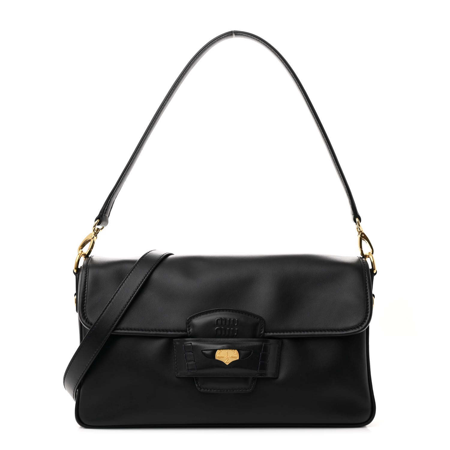 Miu Miu Fine Calf Penny Shoulder Bag Black 1673674 – FASHIONPHILE