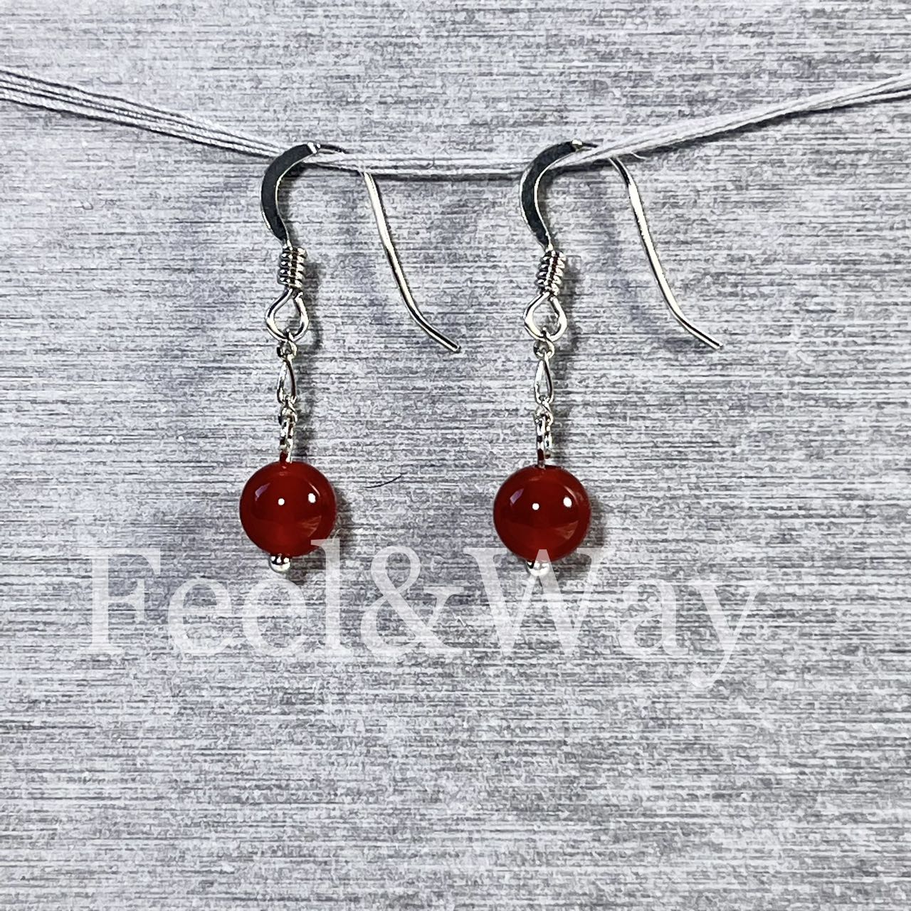 銀925】軽く揺れる 赤 瑪瑙 ( レッド メノウ ) イヤリング ピアス