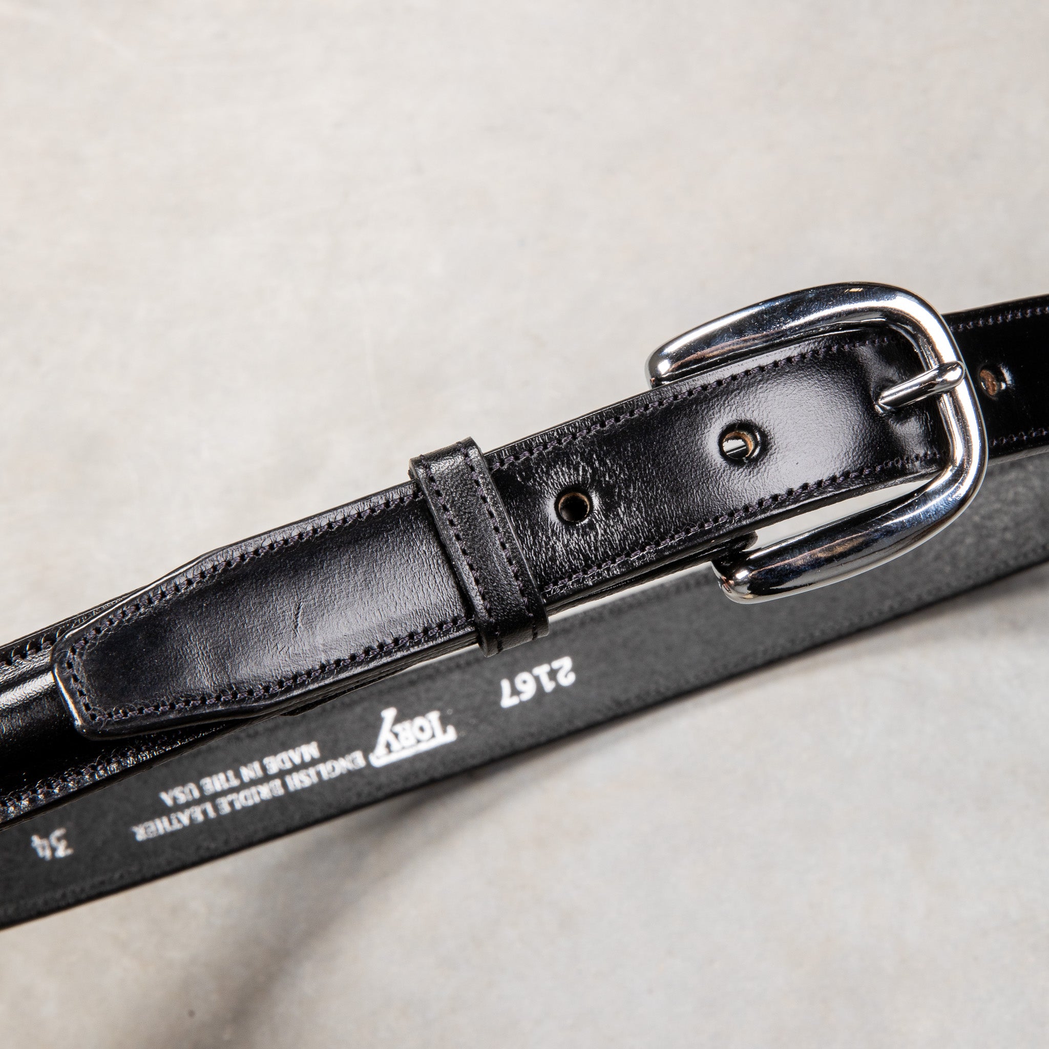 Tory Leather Classic Bridle Leather Belt 1″ Nickle Buckle Black