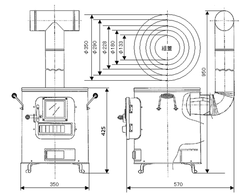 クッキングストーブ RS-41 【煙突径 φ100mm】 | 鉄板製薪ストーブ