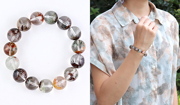 特別価格】【一点もの】大玉ブレス（ミックスガーデンクォーツ）13