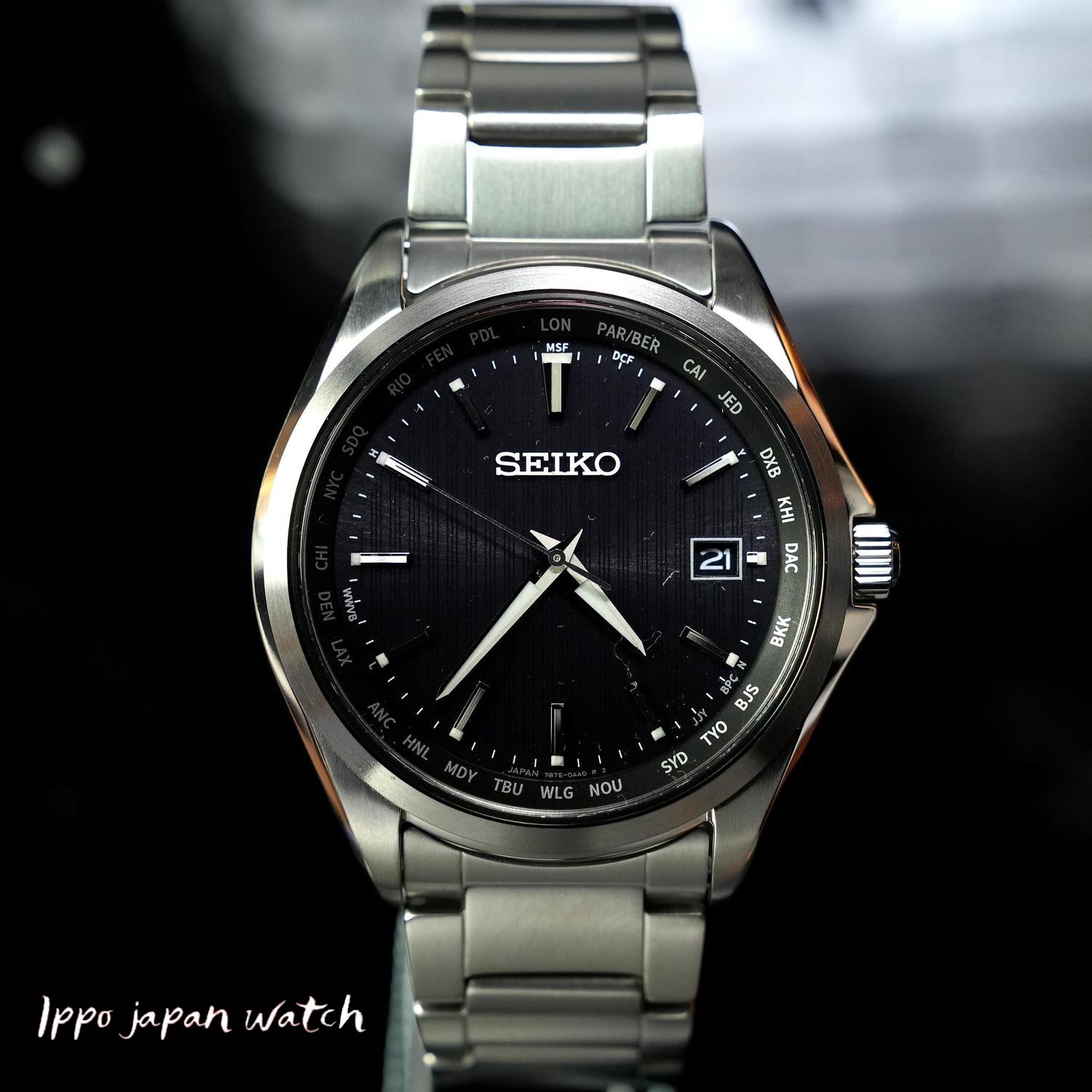 SEIKO SELECTION SBTM291 World Time Solar Radio Titanium Men's