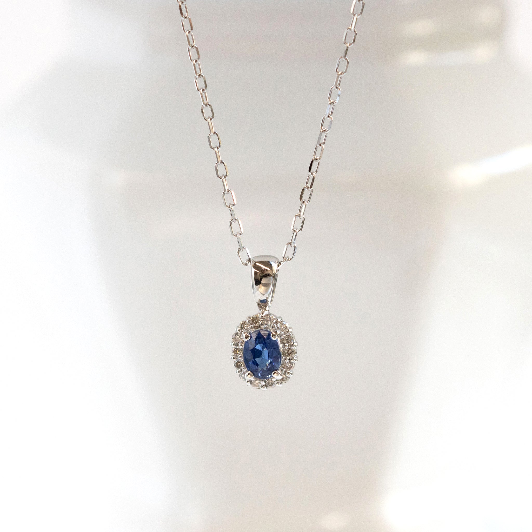 限定1点】サファイア/ダイヤモンド プラチナネックレス(9月誕生石