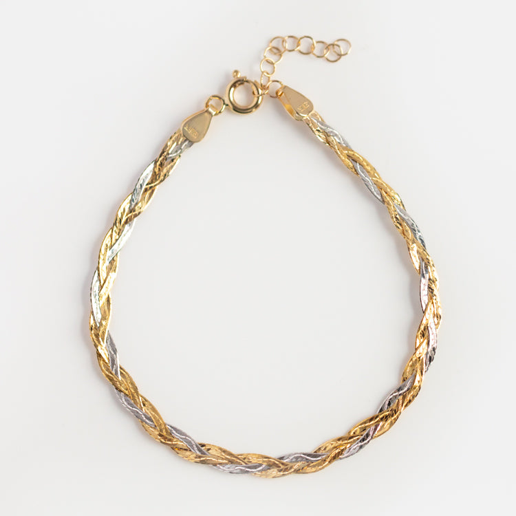 Solid Gold Mixed Metal Braided Bracelet – local eclectic