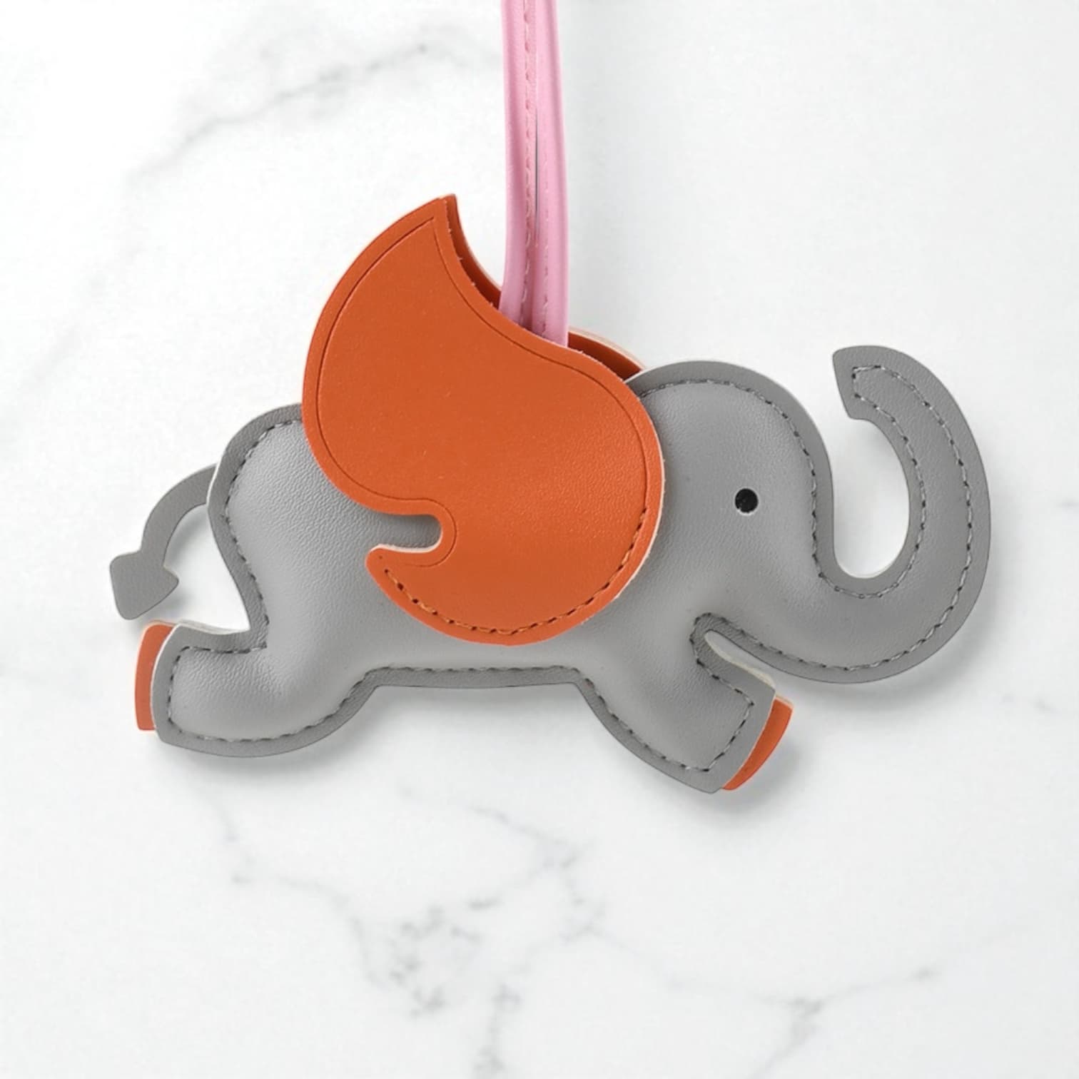 14色展開】ゾウモチーフバッグチャーム／ギフトに最適な軽量PUアクセ