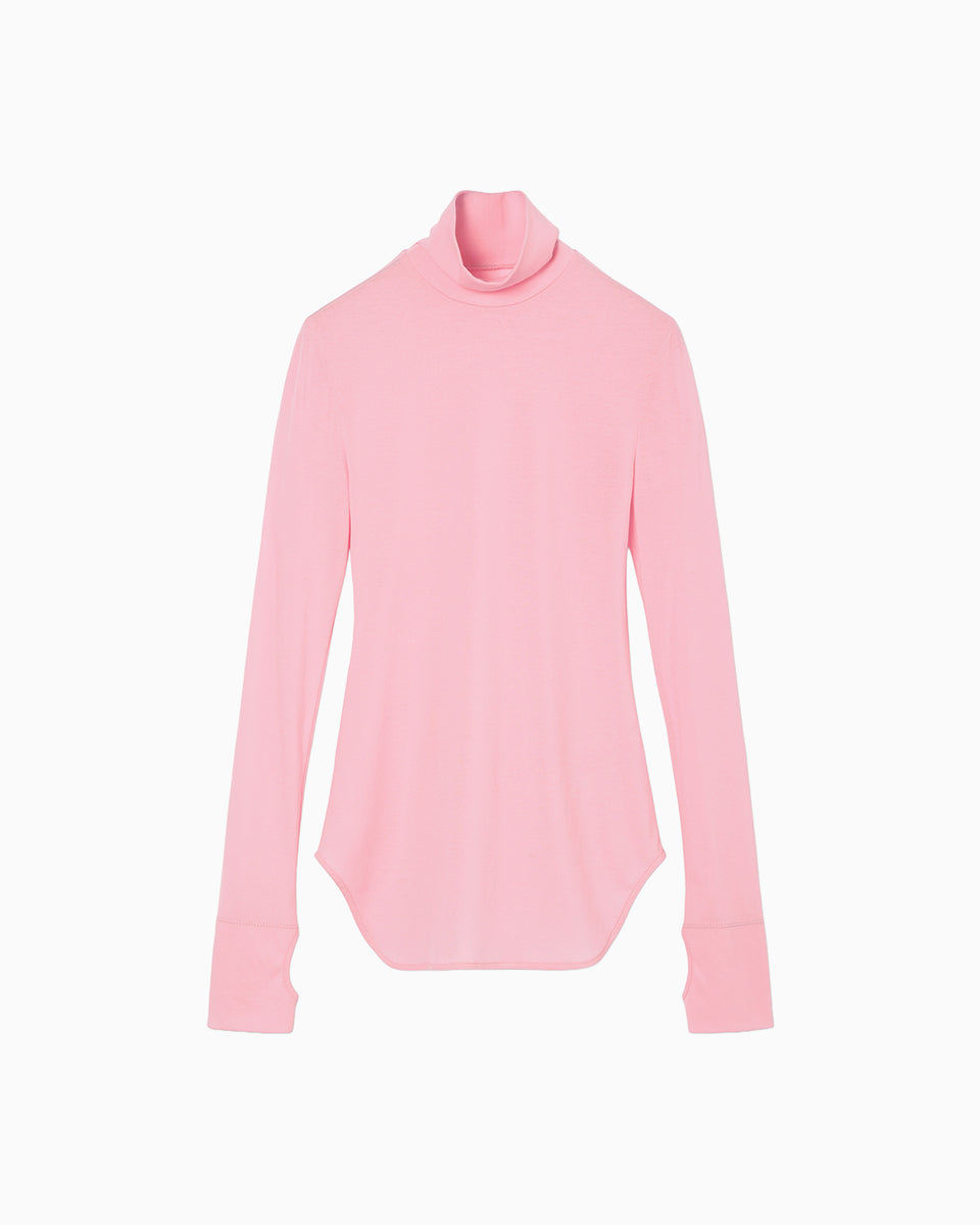 Cotton Jersey High Neck Top - pink - Mame Kurogouchi