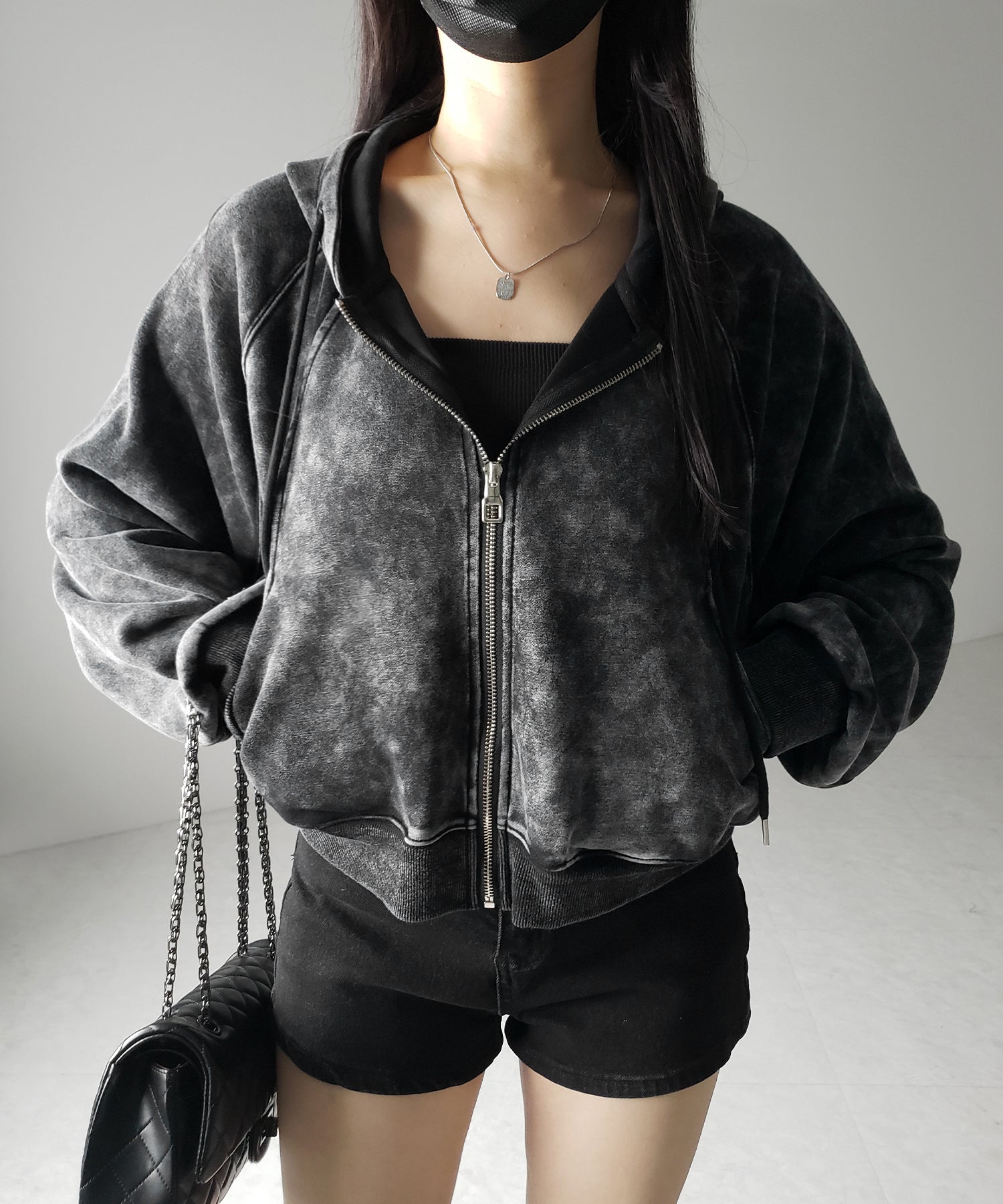 ピグメントヴィンテージショートジップパーカー ／ pigment vintage