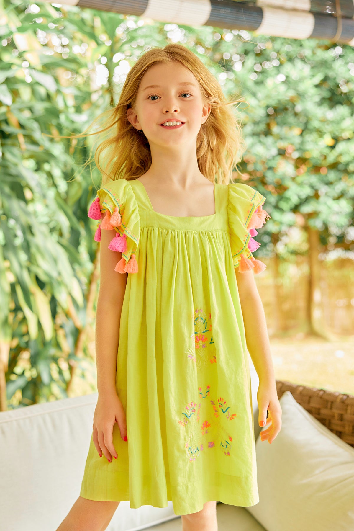 Chloe dress | Above knee yellow cotton summer dress with