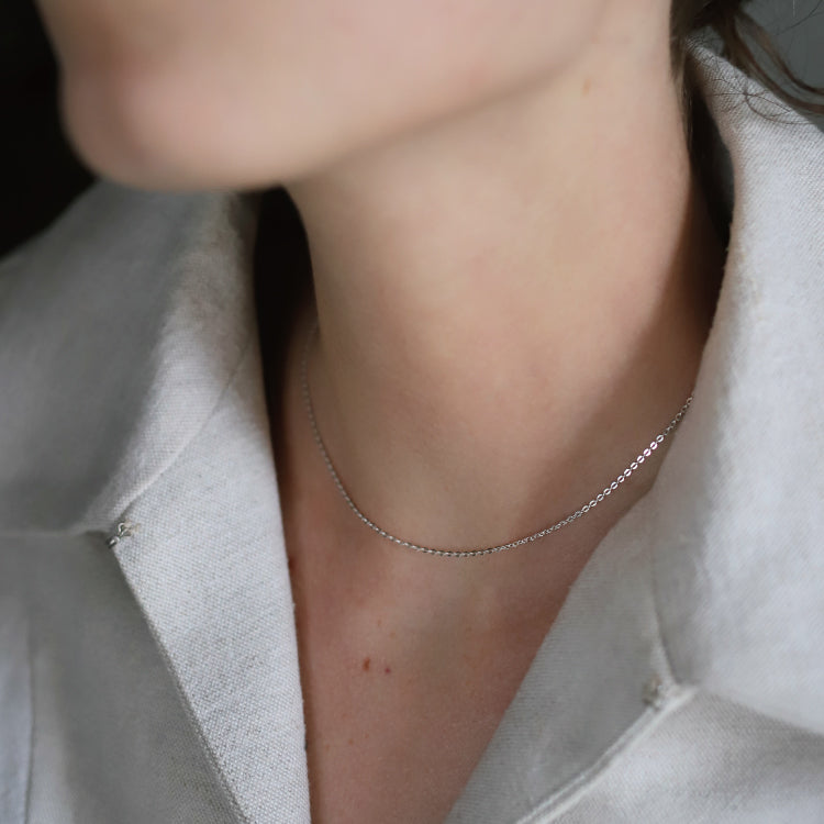 フラットケーブルチェーンネックレス SV 38cm