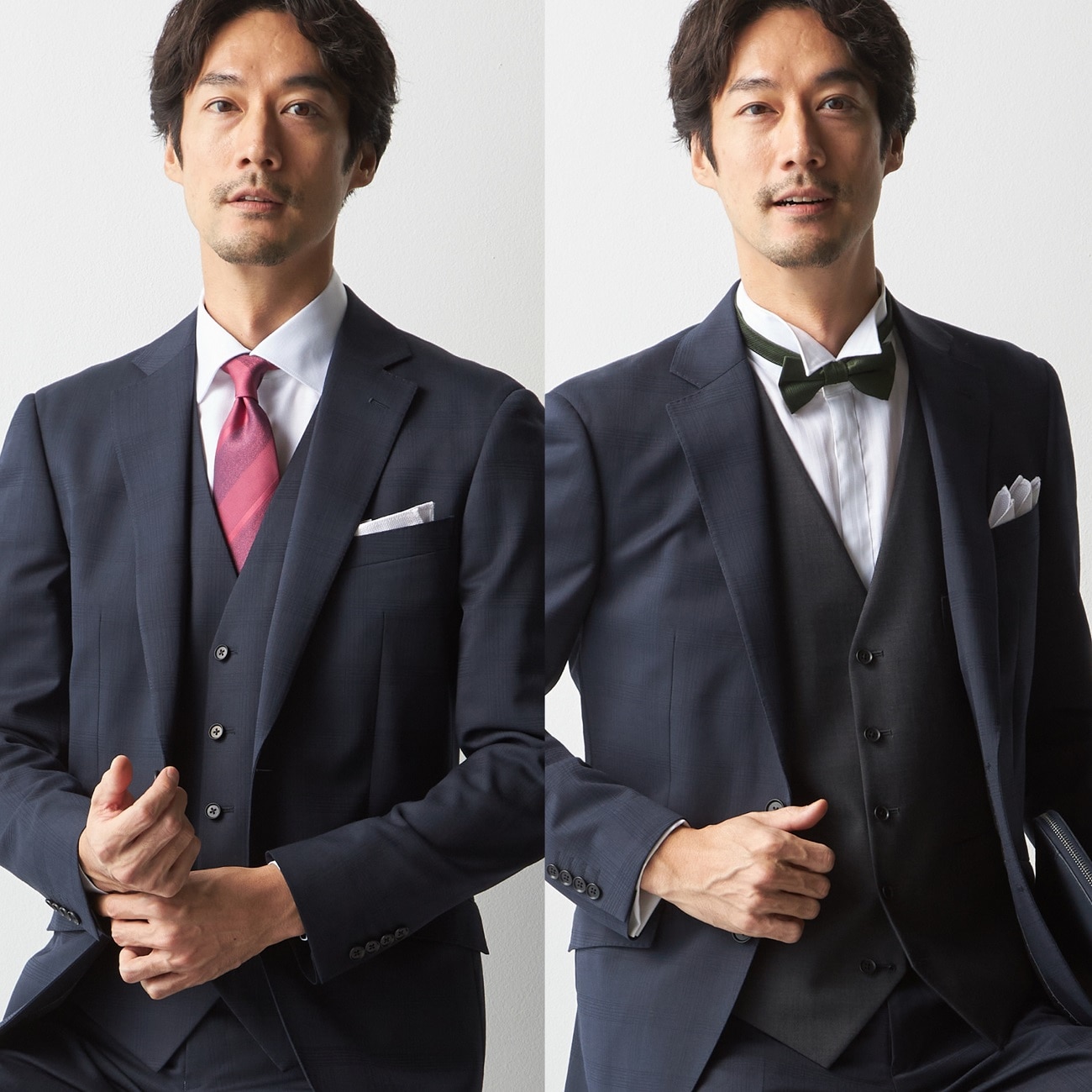 ウールブレンドスーツ リバーシブル3ピース アジャスター付き シャドー