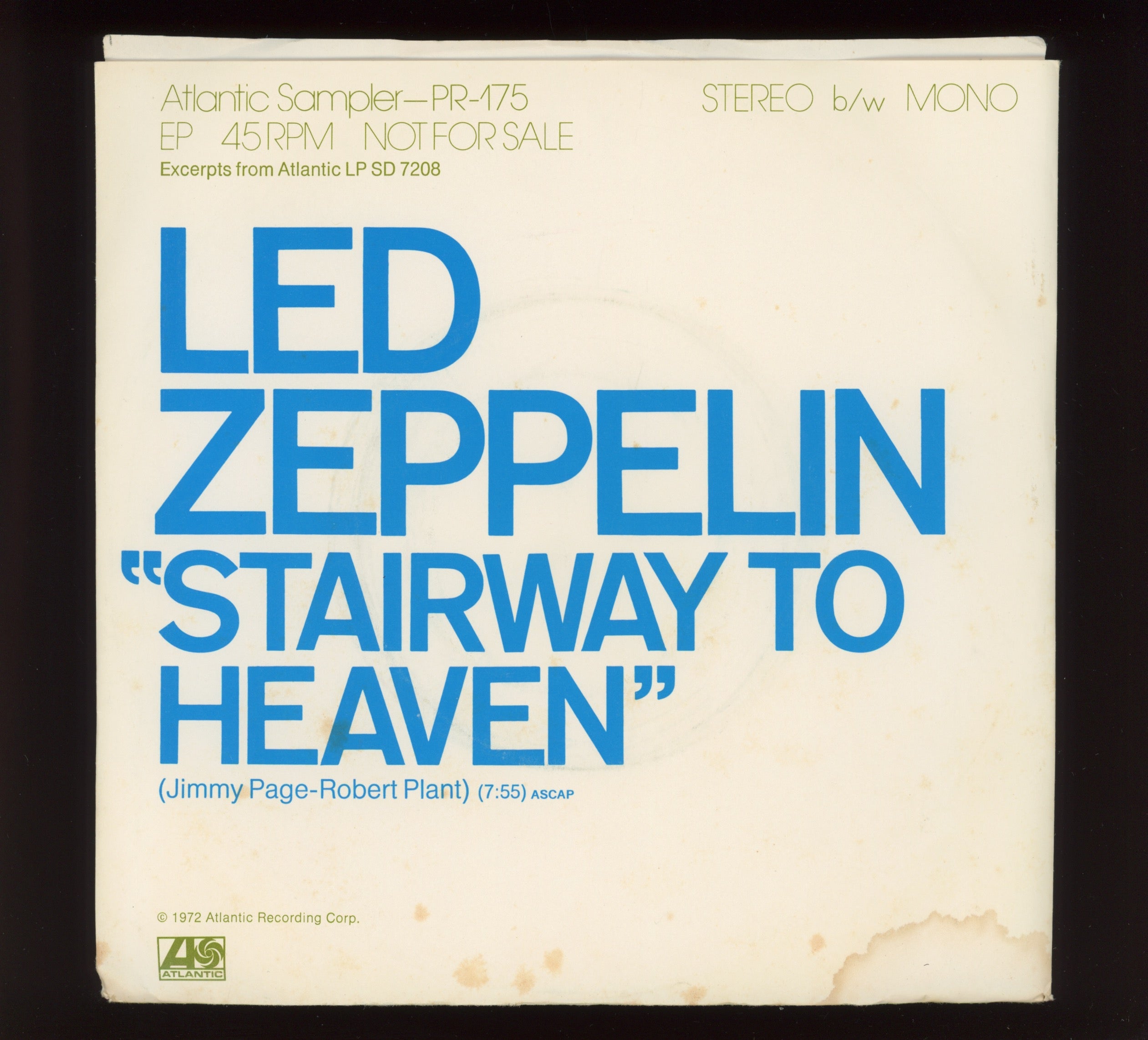Led Zeppelin - Stairway To Heaven on Atlantic Rare Stereo / Mono Promo