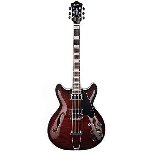 GROTE Jazz Electric Guitar Semi-Hollow Body Chrome Hardware (Brown