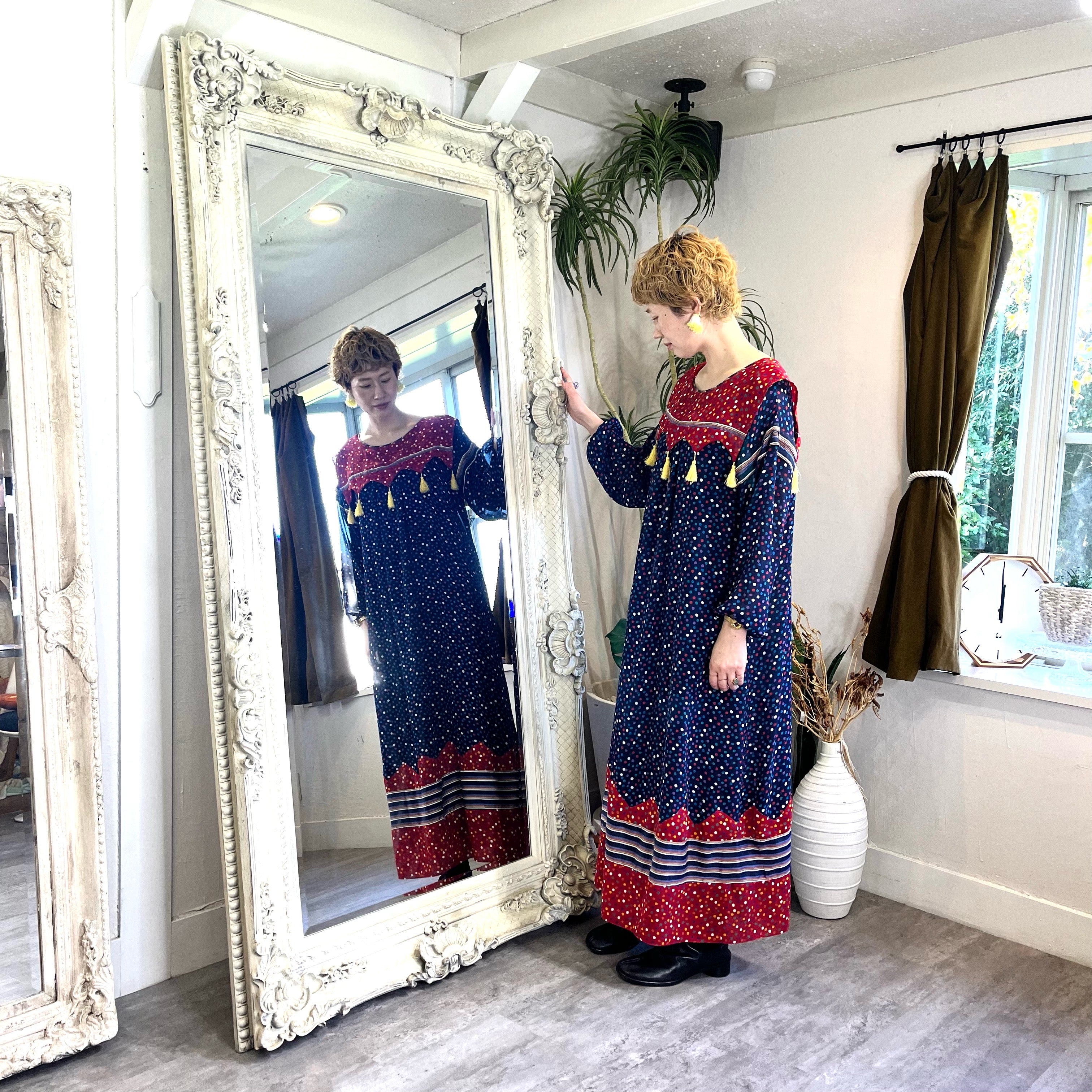 アンティーク調 全身鏡 ミラー 姿見 ホワイト シャビー 【大】 中古