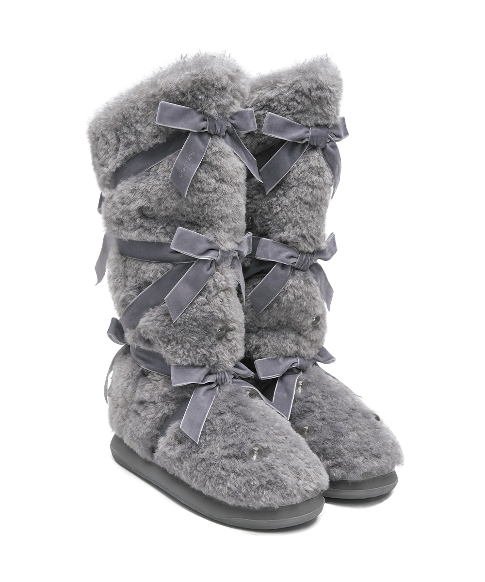 ROCKFISH X SUSAN FANG] FURRY LONG BOOTS - GREY – SeoulSeoul