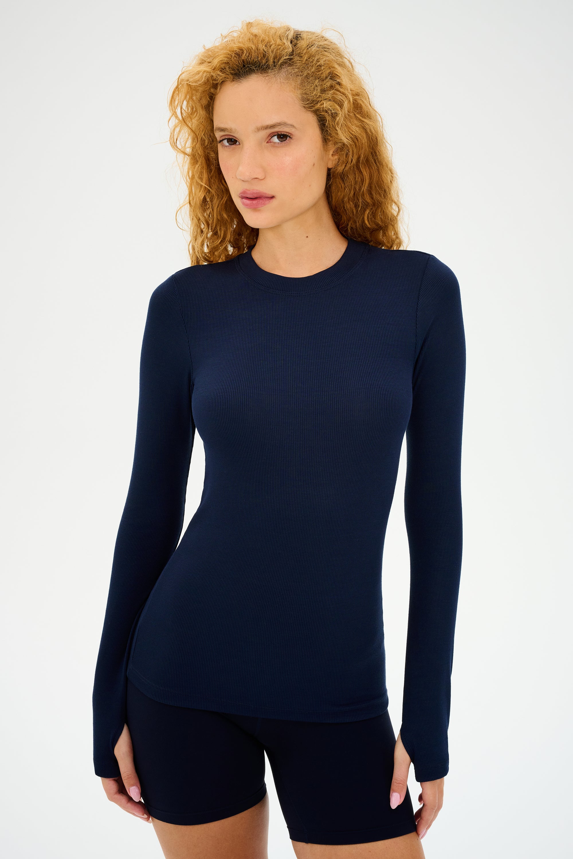 Louise Rib Long Sleeve - Indigo – SPLITS59