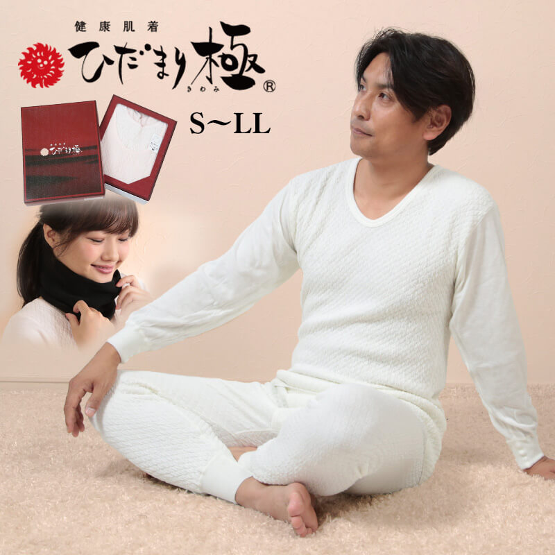 ひだまり 極 紳士 上下セット S～LL (保温力 透湿性 消臭抗菌 静電気