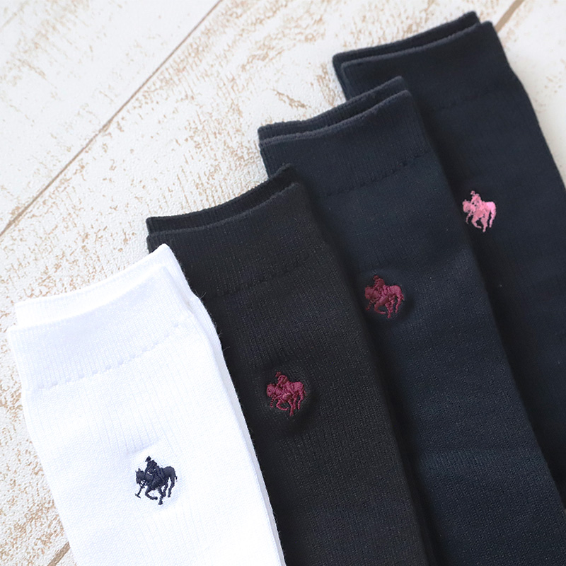グンゼ POLO ハイソックス レディース ワンポイント 刺繍 スクール