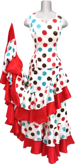 豊富なデザインのフラメンコ衣装。オーダーメード・無地水玉柄の