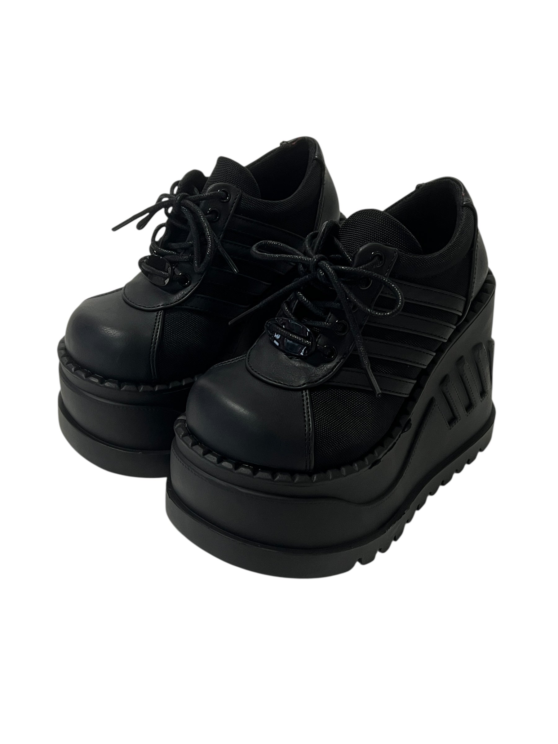 DEMONIA】ウェッジソール厚底スニーカー(ブラック) ✴︎STOMP-08/B/PU