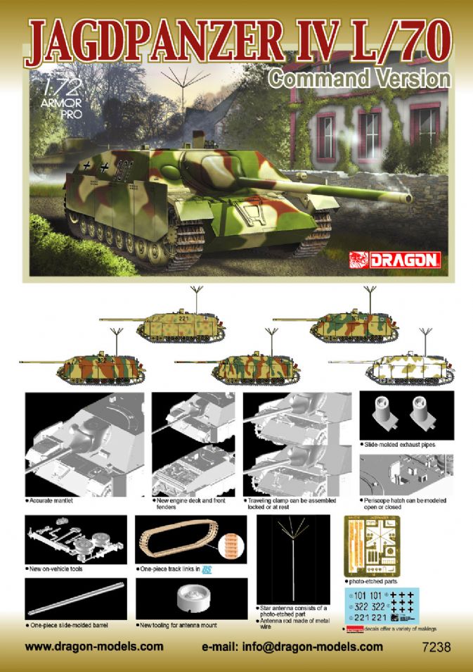 7238 - 1/72 Jagdpanzer IV L/70 Command Version - Dragon Plastic