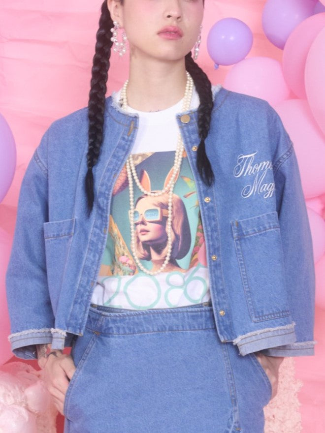 THOMAS MAGPIE ノーカラーデニムジャケット – TORAYA ONLINE STORE