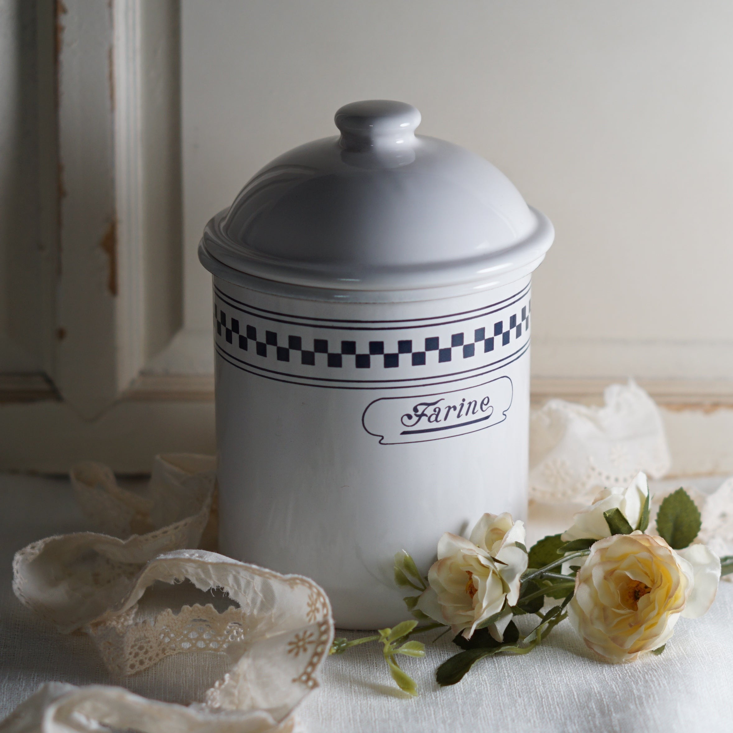 イマン ポワージュ ホーロー製取っ手付きビード入りストッカーMサイズ