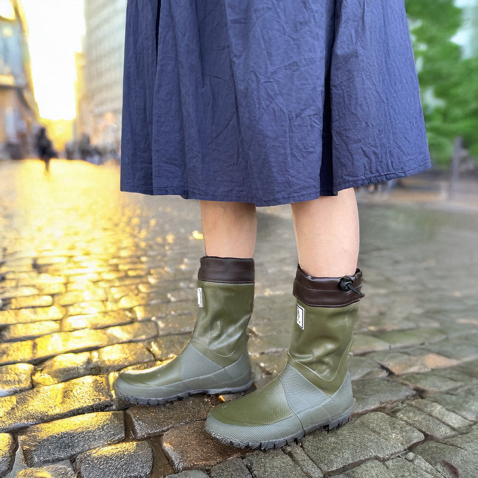 2025限定カラー 日本野鳥の会 ショート レインブーツ 長靴 カーキ