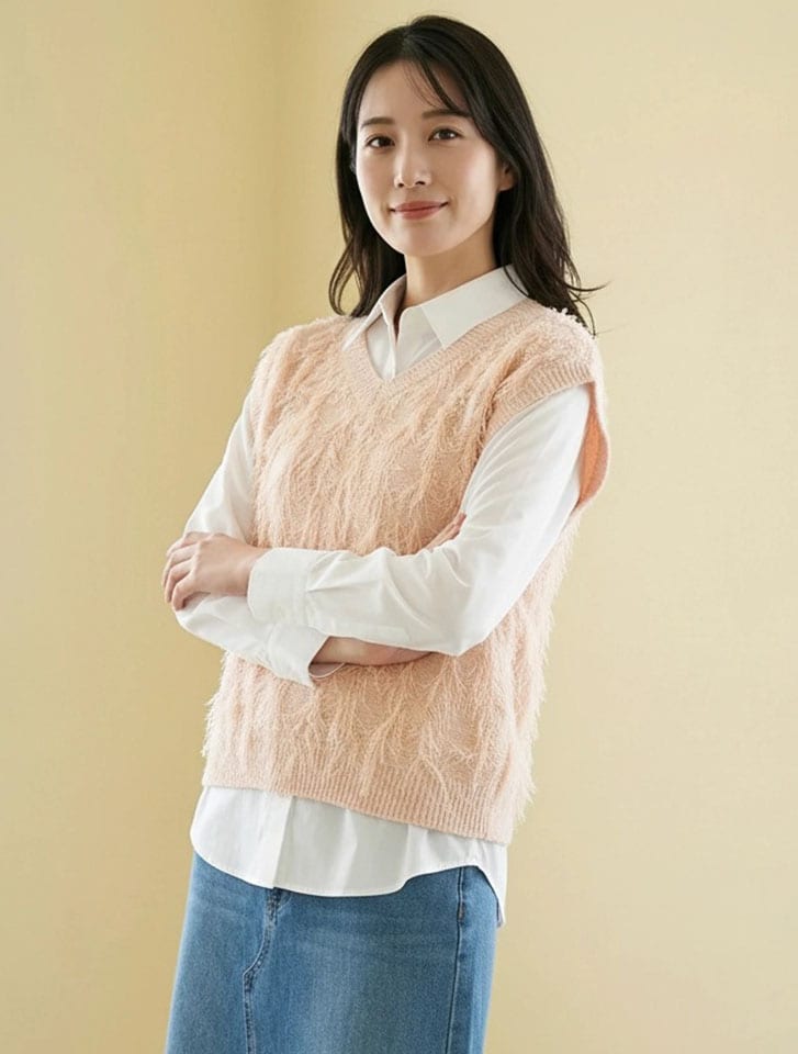 Edit Sheen Vネックフリンジニットベスト | 人気レディース