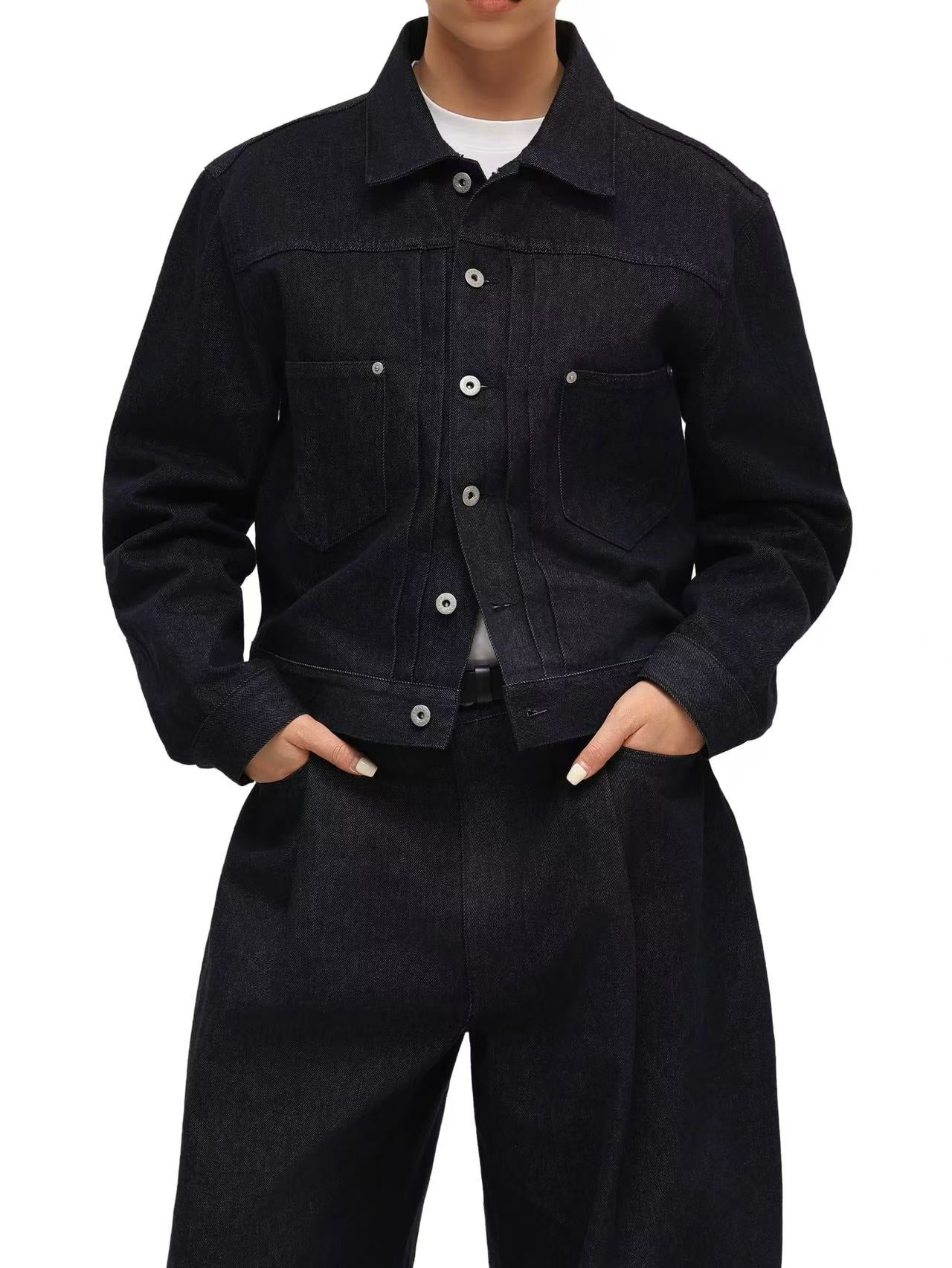 6CRAYON 11.3oz Indigo Blue Non-Fade Short Denim Jacket – 96Dragon